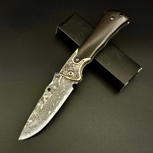 Японски сгъваем нож FOLD DAMASKUS 1612, дамаска стомана VG10/69L, дръжка махагон