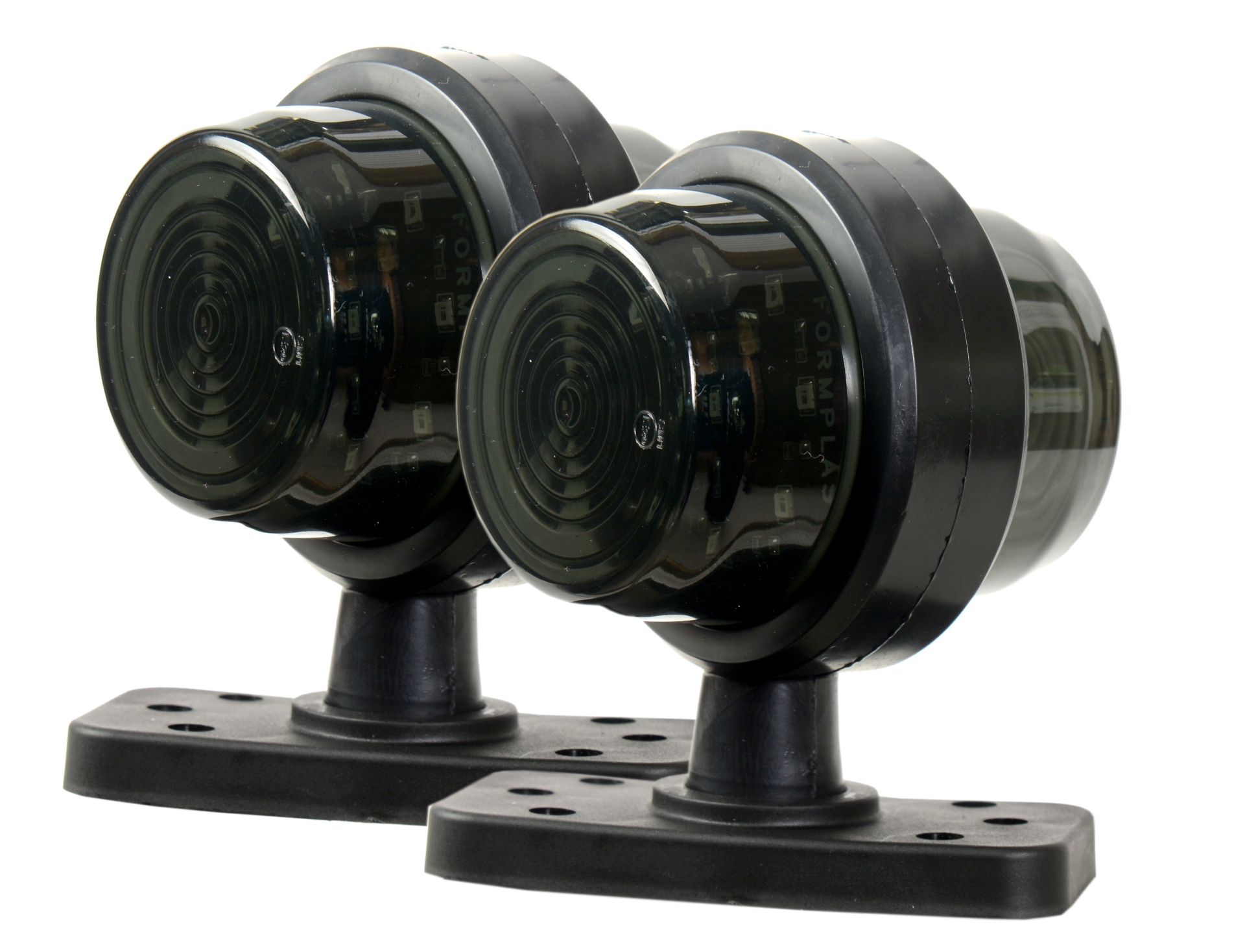 Комплект 2 бр. Опушени LED габарити маркери тип рогче 12V-24V, бяло-червено - за ремаркета, платформи, камиони и др.