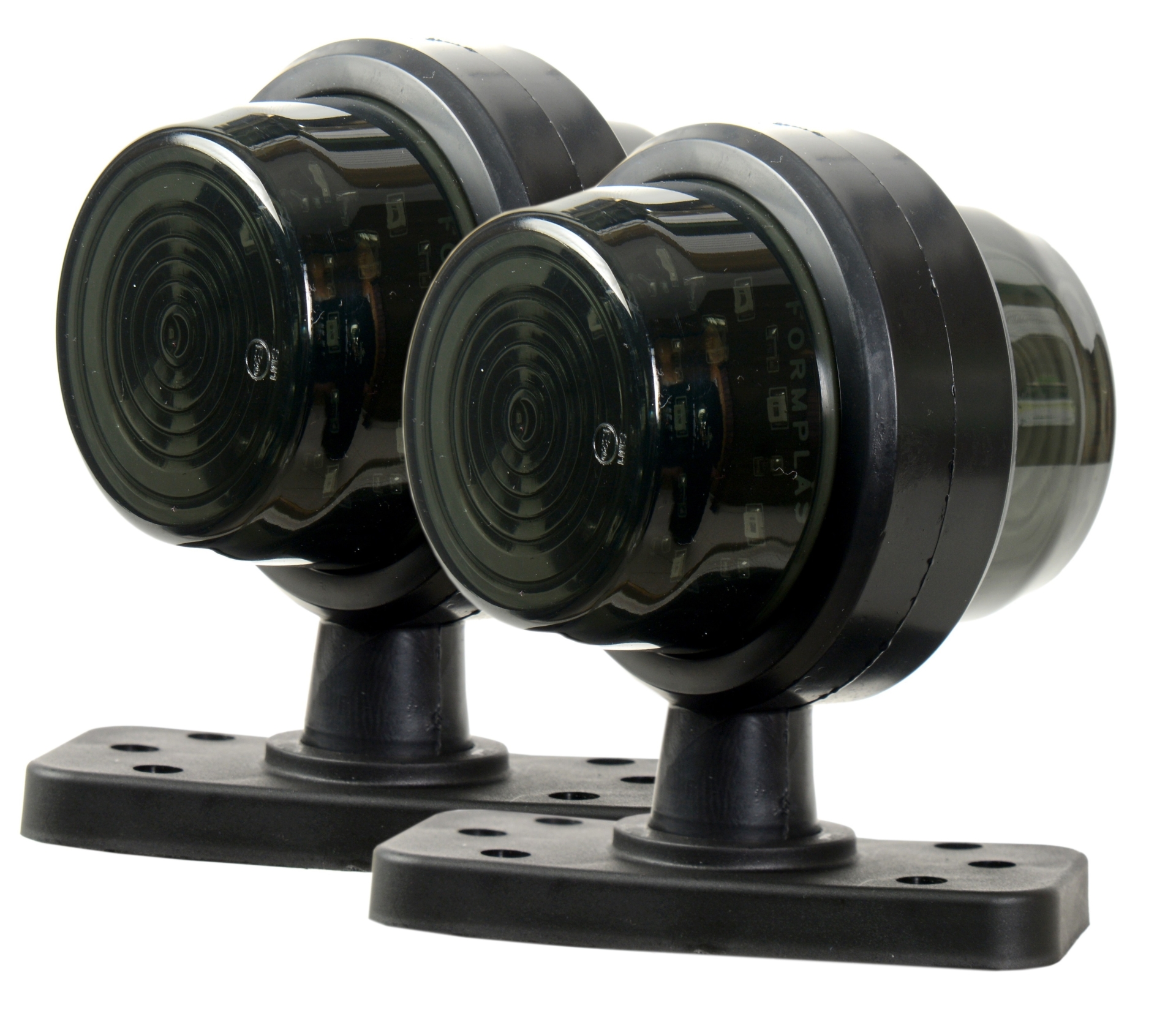 Комплект 2 бр. Опушен LED габарити маркери тип рогче 12V-24V, оранжево-червено - за ремаркета, платформи, камиони и др.