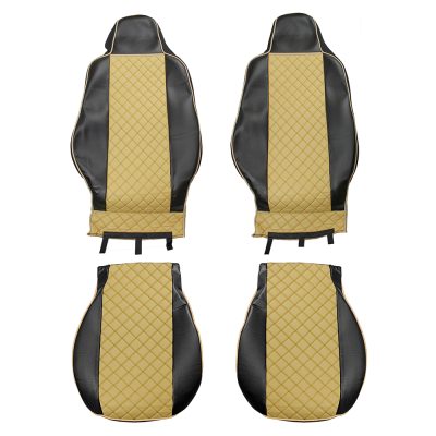 Комплект 1+1 тапицерия от еко кожа за MAN TGX EURO 6 2021+ - бежово-черно