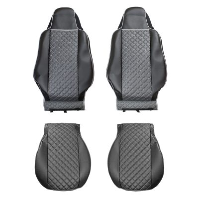 Комплект 1+1 тапицерия от еко кожа за MAN TGX EURO 6 2021+ - сиво-черно