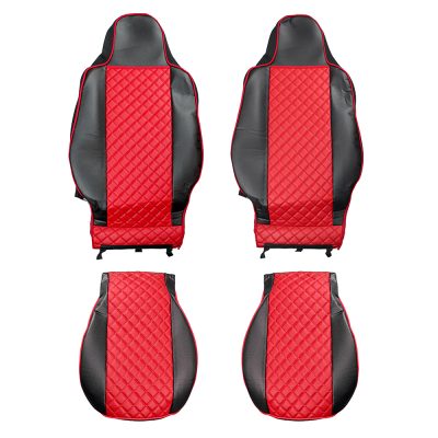 Комплект 1+1 тапицерия от еко кожа за MAN TGX EURO 6 2021+ - червено-черно