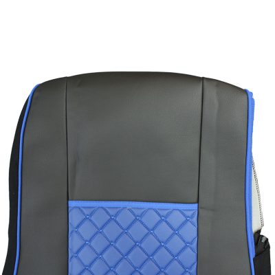 Комплект 1+1 тапицерия от еко кожа за DAF XF 106 2015-2021 - синьо-черно