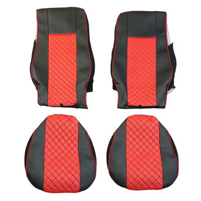 Комплект 1+1 тапицерия от еко кожа за DAF XF 106 2015-2021 - червено-черно