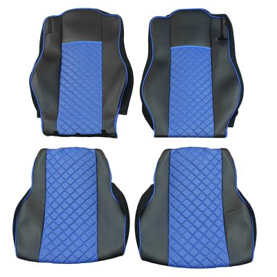 Комплект 1+1 тапицерия от еко кожа за MERCEDES ACTROS MP4 EURO 6 2015-2021 - синьо-черно
