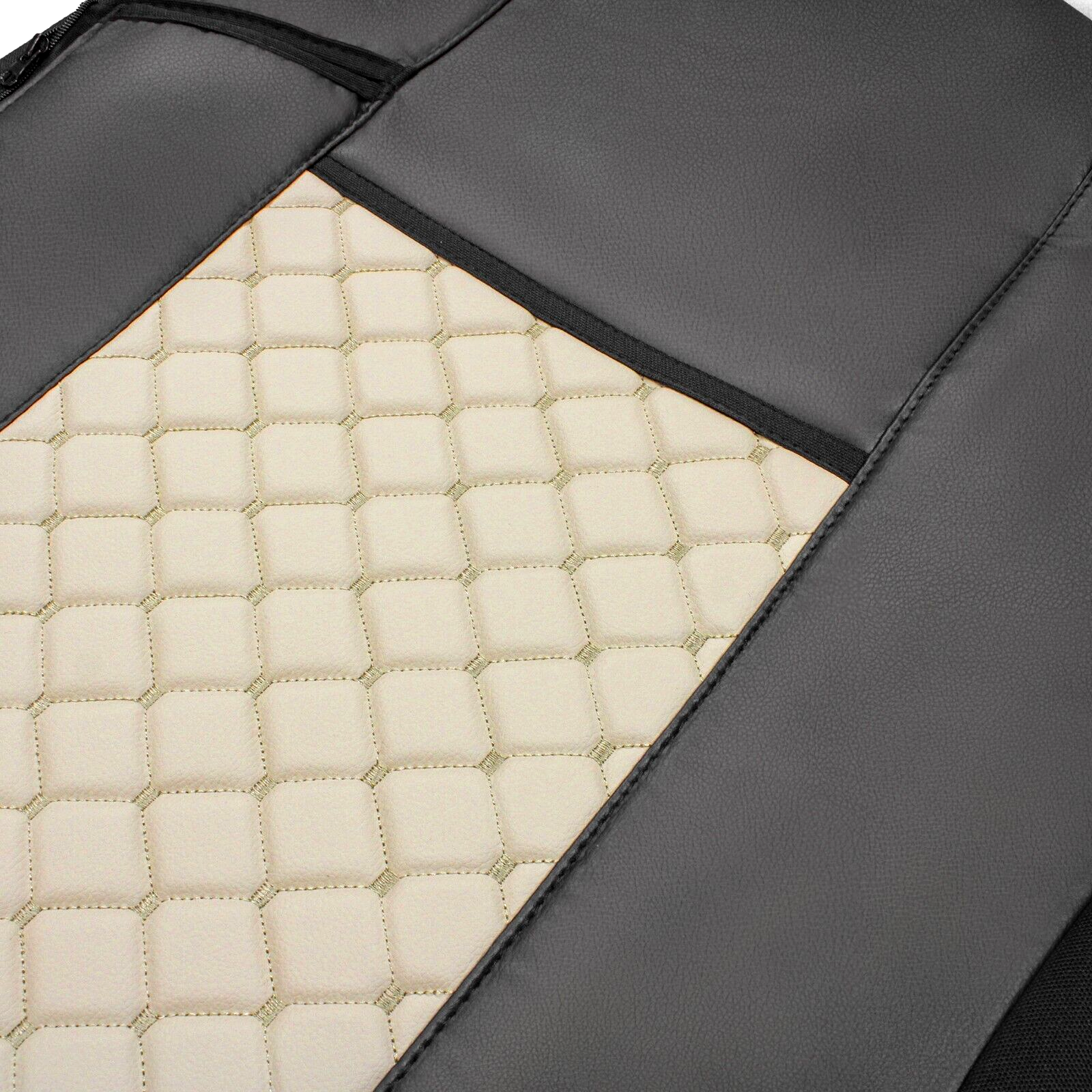 Комплект 1+1 тапицерия от еко кожа за IVECO STRALIS S-WAY 2021 - бежово-черно