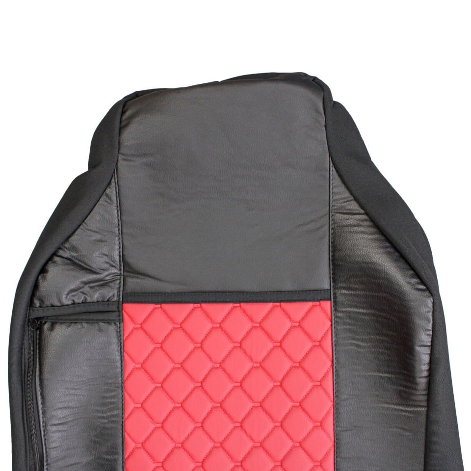 Комплект 1+1 тапицерия от еко кожа за IVECO STRALIS S-WAY 2021 - червено-черно