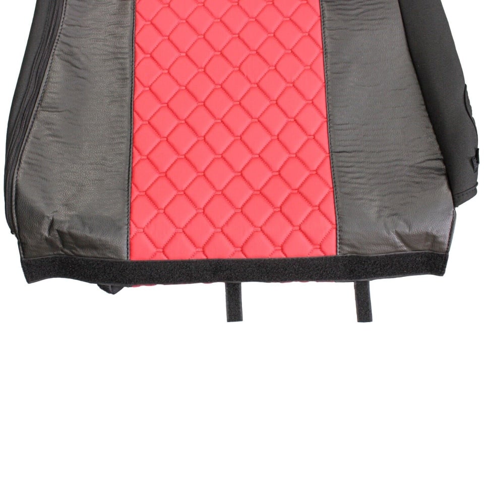 Комплект 1+1 тапицерия от еко кожа за IVECO STRALIS S-WAY 2021 - червено-черно