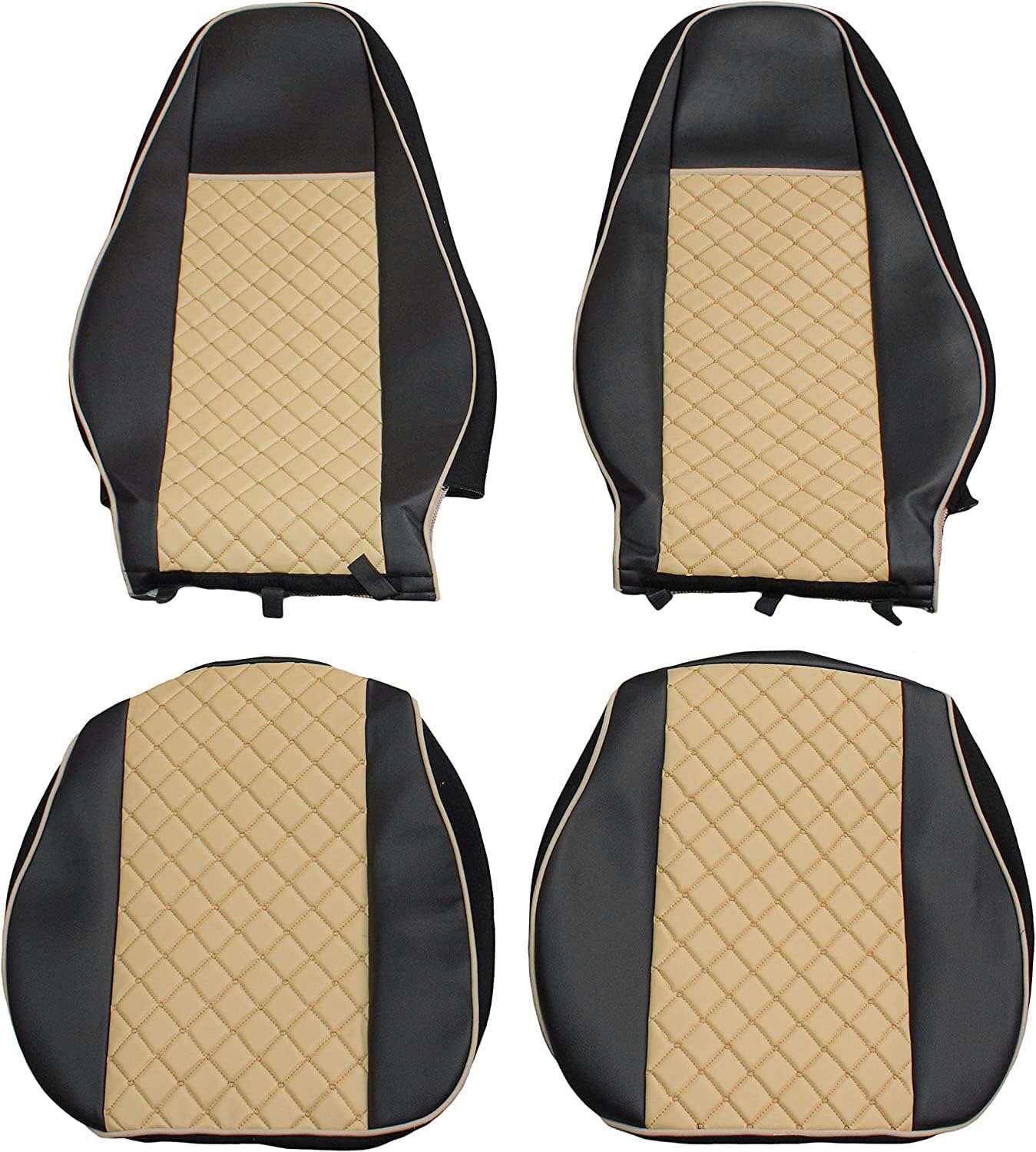 Комплект 1+1 тапицерия от еко кожа за VOLVO FH12 EURO 5 2006- 2015 - бежово-черно