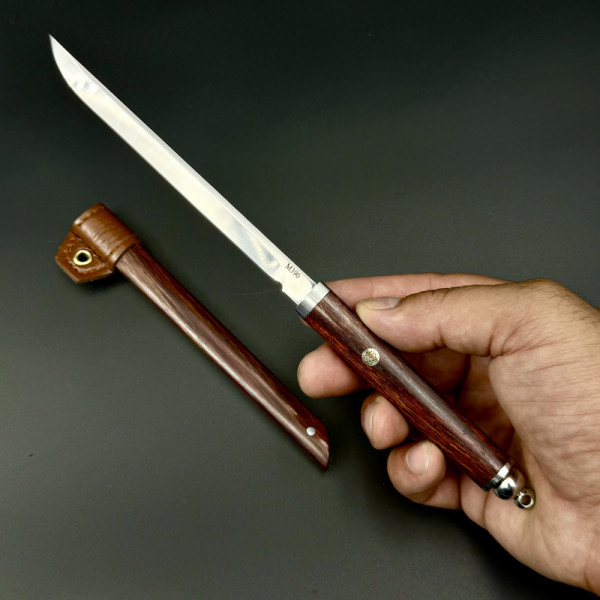 Японски нож Shinobi, тайно оръжие на нинджите, инструментална стомана M390,  кания палисандър