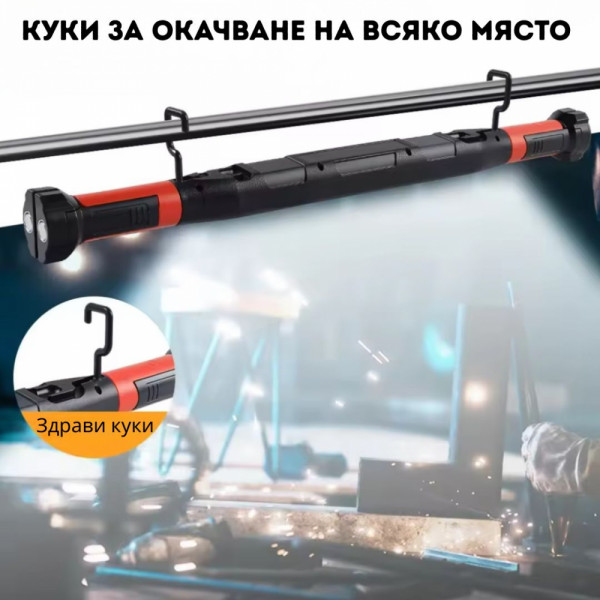 💡 Мощна LED работна лампа с 4 режима на светене и 3 начина за закрепване ZJ-8905 с бързо зареждане