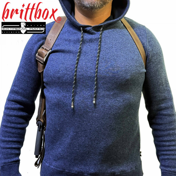 Тактически нагръден/раменен кобур BRITTBOX HOLSTER Premium BROWN RIGHT HEAVY с италиански боен/ловен нож EXTREMA RATIO CONTACT C