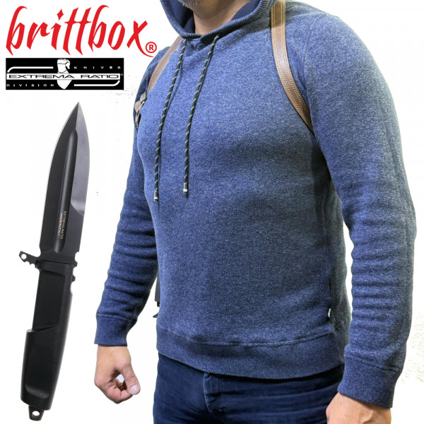 Тактически нагръден/раменен кобур BRITTBOX HOLSTER Premium BROWN RIGHT HEAVY с италиански боен/ловен нож EXTREMA RATIO CONTACT C