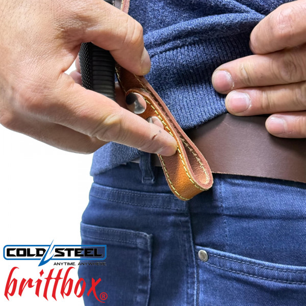 Тактически нагръден/раменен кобур BRITTBOX HOLSTER CLASSIC BROWN RIGHT с италиански боен/ловен нож COLD STEEL  COUNTER TAC I
