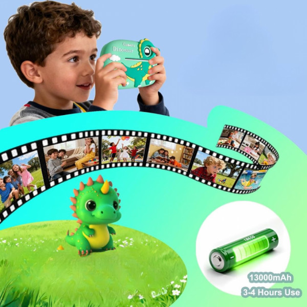 📸 Детски Фотоапарат с Мигновен Печат – Green Dinosaur. Ново поколение забавление!