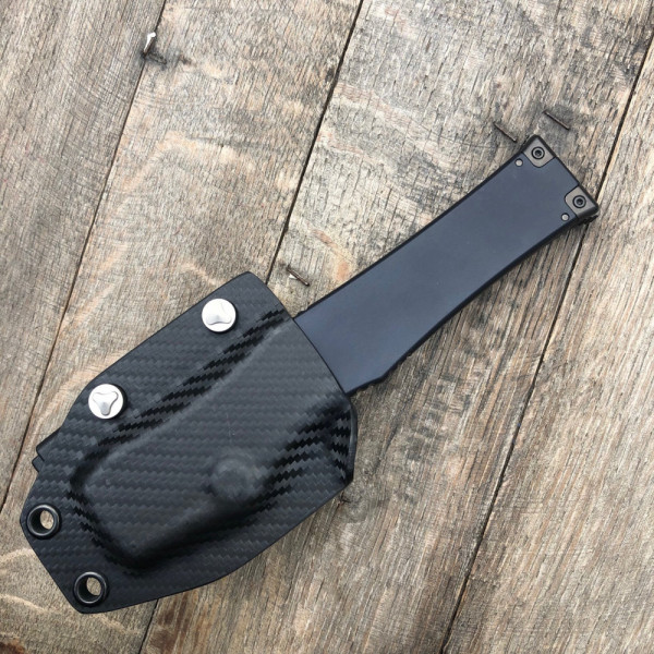 Автоматичен тактически нож Microtech HALO VI TANTO BLACK, стомана Bohler M390, кобур