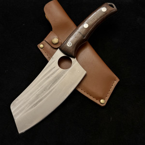 Широк японски кухненски нож AINA Chuka Bocho с ръчно ковано острие закалена стомана, фултанг, дървена дръжка венге