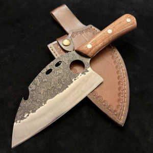 Тежък кухненски нож - сатър - AXE 144, фултанг, дръжка ясен, манганова (хадфийлдова, "железопътна") стомана