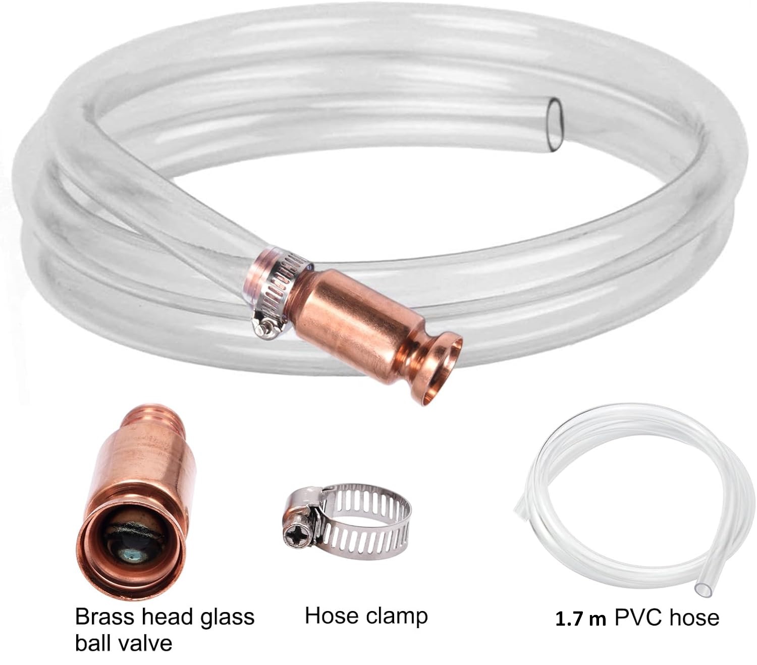 Самозасмукващ маркуч с клапан - 1.7 м, ръчна сифонна помпа за гориво и течности