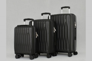 Комплект авио куфари 3 броя спинъри от най-висок клас полипропилен 16",20",24" - BLACK - 1033