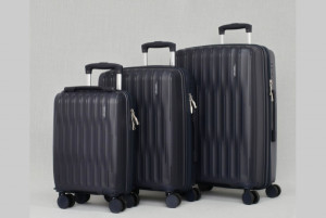 Комплект авио куфари 3 броя спинъри от най-висок клас полипропилен 16",20",24" - DARK BLUE - 1033