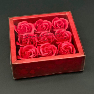9 дизайнерски вечни ароматни рози - луксозен подарък за всеки повод, символ на вечната любов - червени в червена кутия