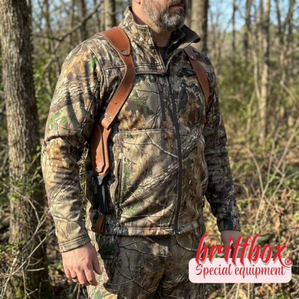 Тактически нагръден/раменен кобур BRITTBOX HOLSTER CLASSIC BROWN LEFTс боен/ловен нож-кама COLD STEEL  COUNTER TAC I