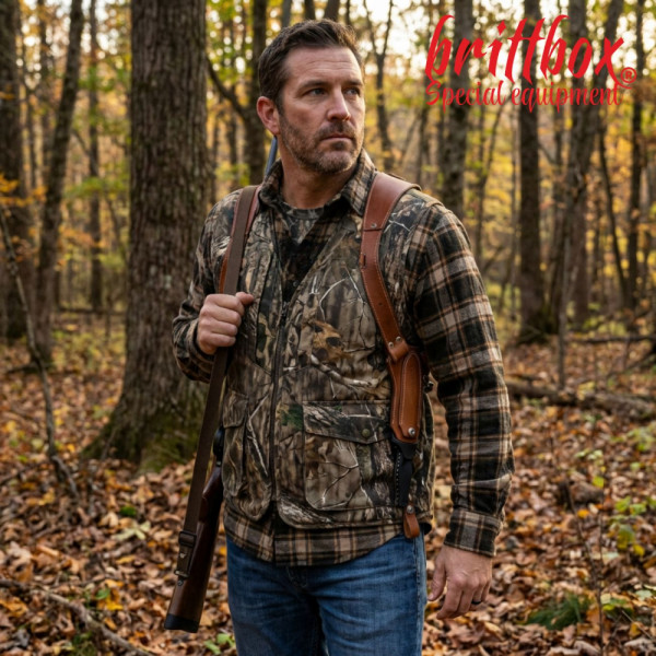 Тактически нагръден/раменен кобур BRITTBOX HOLSTER CLASSIC BROWN LEFTс боен/ловен нож-кама COLD STEEL  COUNTER TAC I