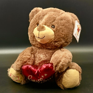 Голямо плюшено мече BROWN ТEDDY HEART, HUG ME, вис. 27 см