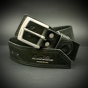 Класически мъжки колан BRITTBOX CUSTOM CLASSIC BLACK 40mm/135 sm, телешки бланк и неръждаема стомана- качествен ТОП подарък