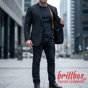 Тактически нагръден/раменен кобур BRITTBOX HOLSTER CLASSIC BROWN LEFTс италиански боен/ловен нож COLD STEEL  COUNTER TAC I