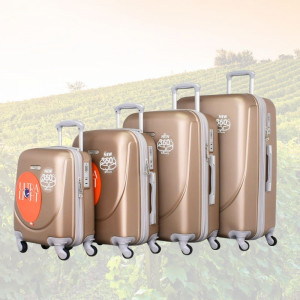 НОВО: 4бр Куфари 1217-4 Champagne ABS,четири въртящи колелца, заключване с цифров шифър, комплект 4бр. цвят шампанско