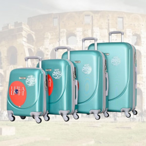 НОВО: 4бр Куфари 1217-4 Turquoise ABS,четири въртящи колелца, заключване с цифров шифър, комплект 4бр.