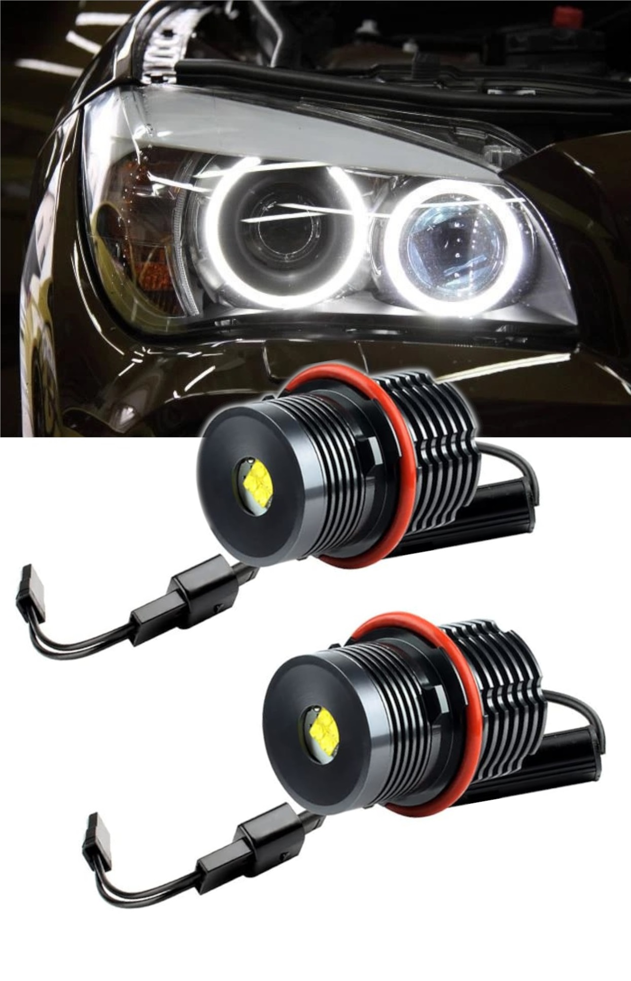Комплект LED Angel Eyes крушки за BMW – CANBUS, бяла светлина, Plug & Play