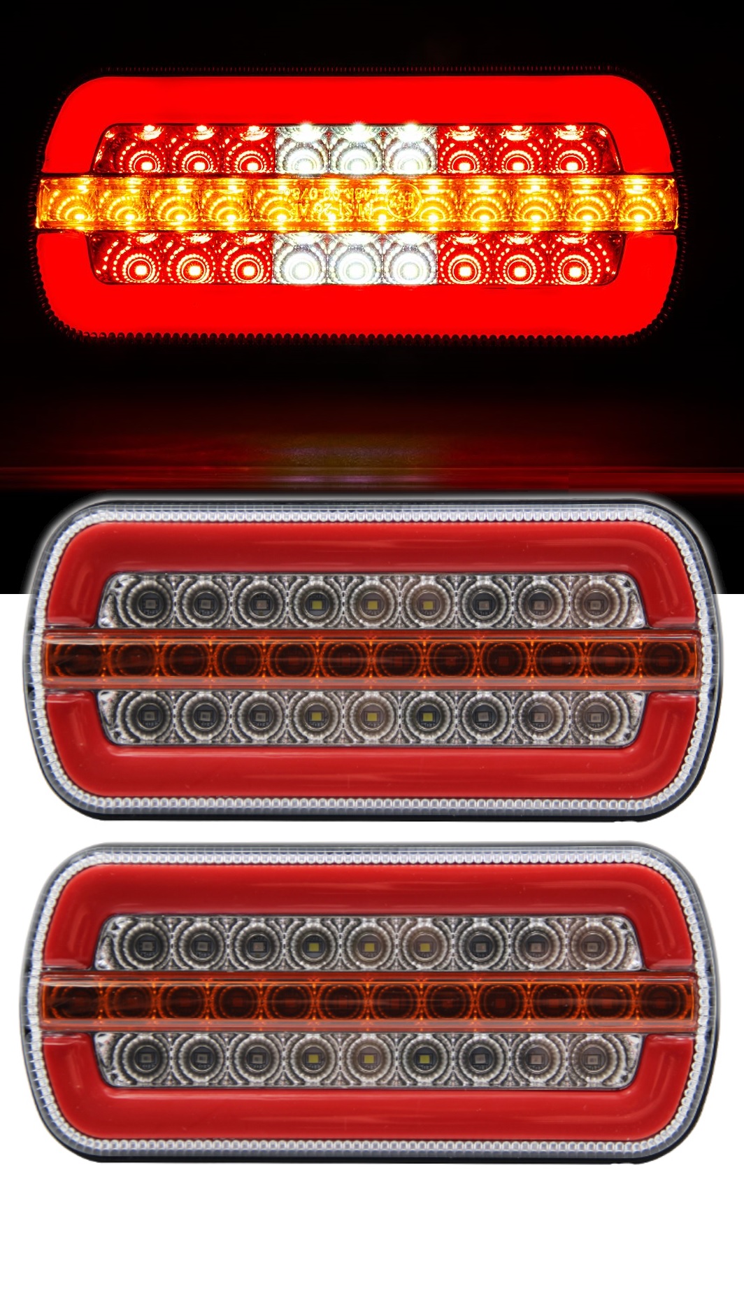 Комплект LED Стопове с 4 Функции за Ремарке / Камион – НЕОН габарит, стоп , динамичен мигач, задна светлина, IP67, 12V/24V