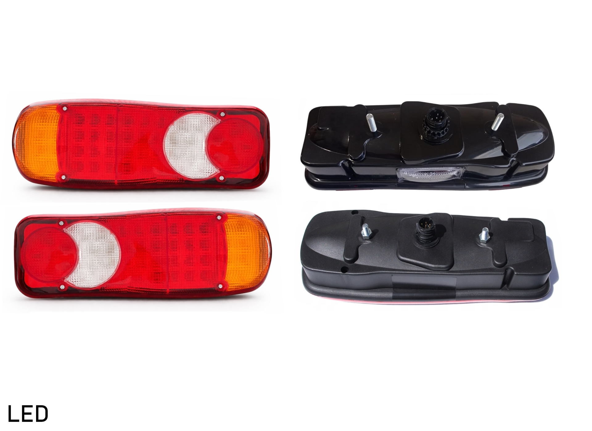 Комплект LED Стопове със 7-пинов конектор, стоп, габарит, мигач, задна светлина - ляв + десен 24V