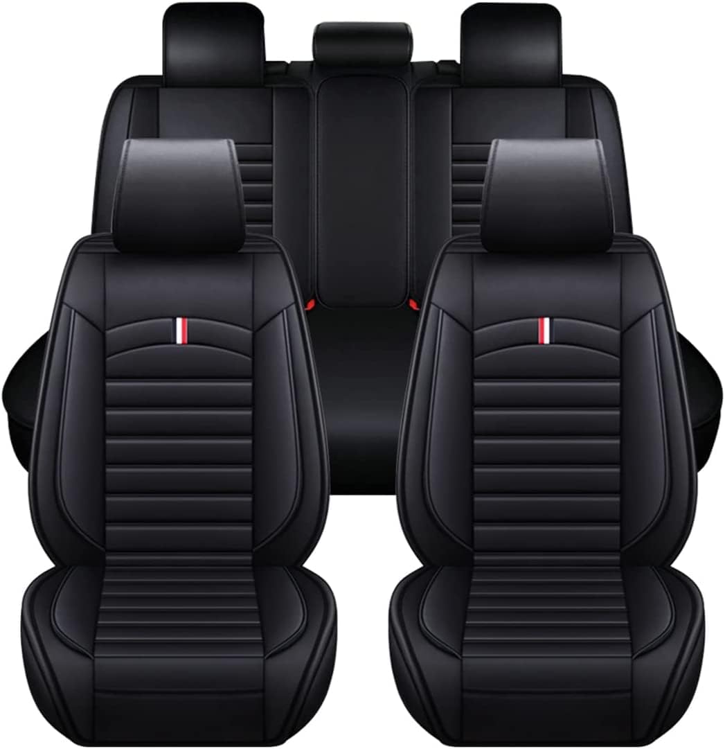 Комплект Луксозна универсална кожена тапицерия, Черна за Предни и Задни седалки