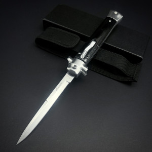 Тежък италиански автоматичен нож AKC Leverletto BLACK by Bill DeShivs Cosa Nostra модел за "мокри поръчки" ;) Стомана D2