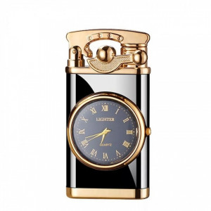 Бутикова запалка Classic Watch Lighter с вграден часовник, ветроупорна и с LED подсветка