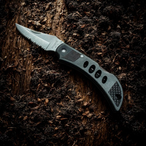 Сгъваем мини джобен нож от неръждаема стомана – комбинирано острие с назъбен ръб, здрава ергономична дръжка и щипка за джоб