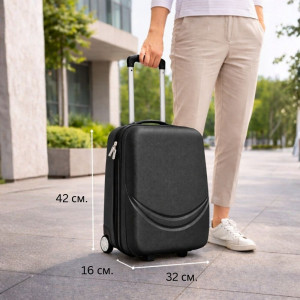 Твърд ABS АВИО куфар за ръчен багаж TRANSIT BLACK 42/32/16 см