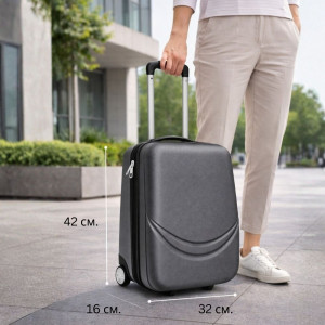 Твърд ABS АВИО куфар за ръчен багаж TRANSIT GRAPHITE  42/32/16 см