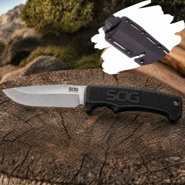 Тактически/ ловен нож SOG Field Knife за оцеляване, стомана 7Cr17MoV, тактическа кания, с помел за чупене на стъкла