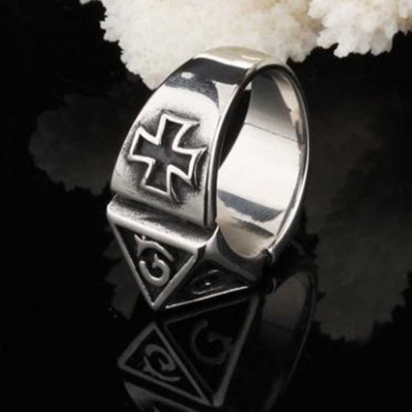 Метален пръстен TEMPLAR CROSS за самозащита, с верижка, Ф21 мм