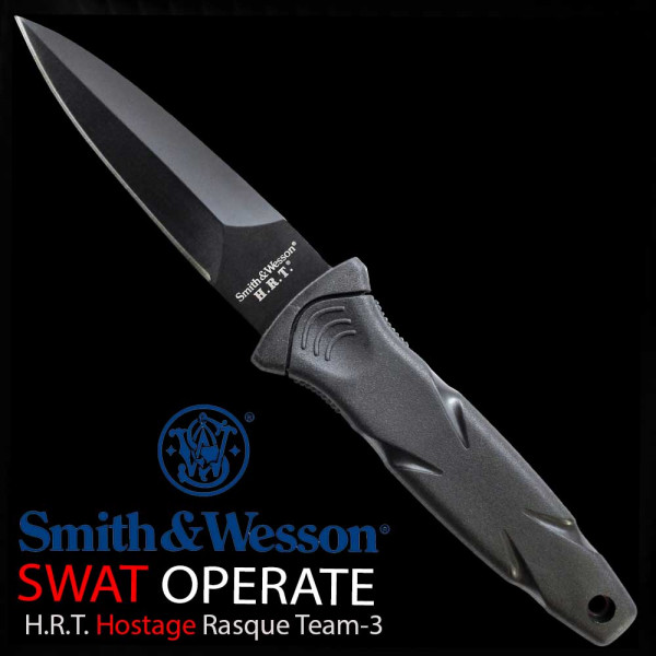Тактически двуостър нож- кама Smith&Wesson Х.Р.Т. за врат, ботуш, колан, кания с клипс и верижка
