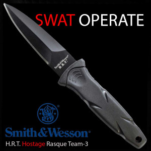 Тактически двуостър нож- кама Smith&Wesson Х.Р.Т. за врат, ботуш, колан, кания с клипс и верижка