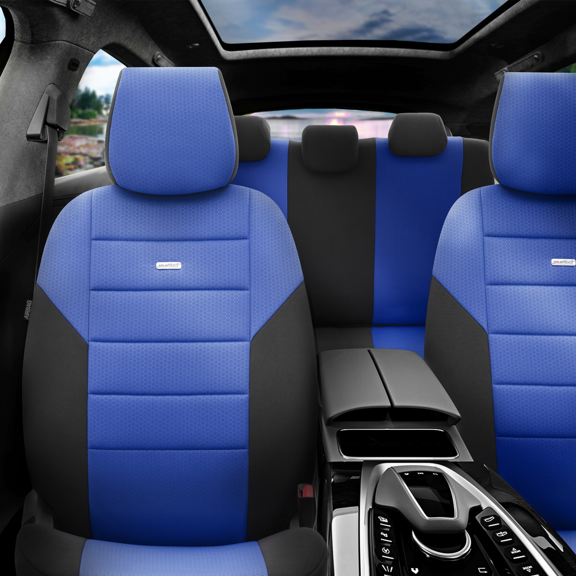 Комплект Тапицерия SelectedFit One Design by OTOM текстил – Черно-Синя, за Предни и Задни Седалки