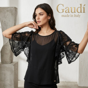 ОКАЗИОН: Блуза Gaudì, мрежеста блуза, 100% полиестер, Италия, размер 40
