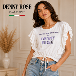 ОКАЗИОН: Стилна тениска  и надпис Denny Rose, 100% памук, размер S, Италия