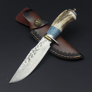 Японски ловен нож MYATO LION 35 DAMASK, стомана VG10, 67 слоя ламинат, кания от телешка кожа